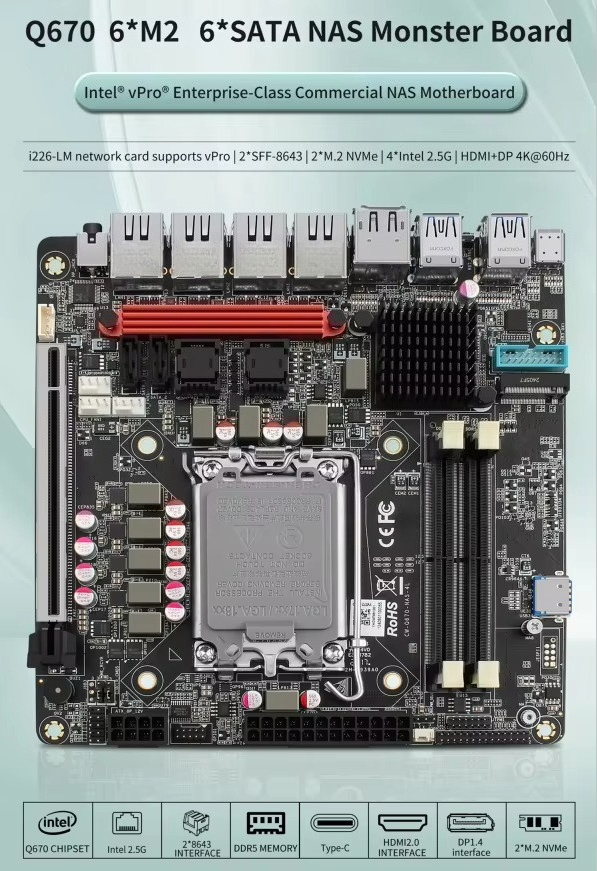 In-tel VPro Q670 NAS Motherboa - Lga 1700 Ddr5 Itx Motherboard ulasan dan harga